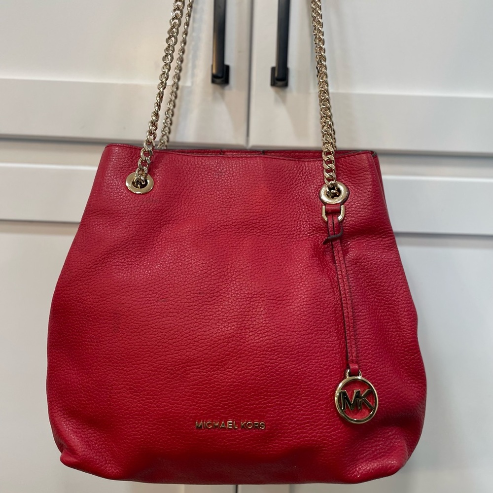 Beautiful red Michael Kors, shoulder tote bag